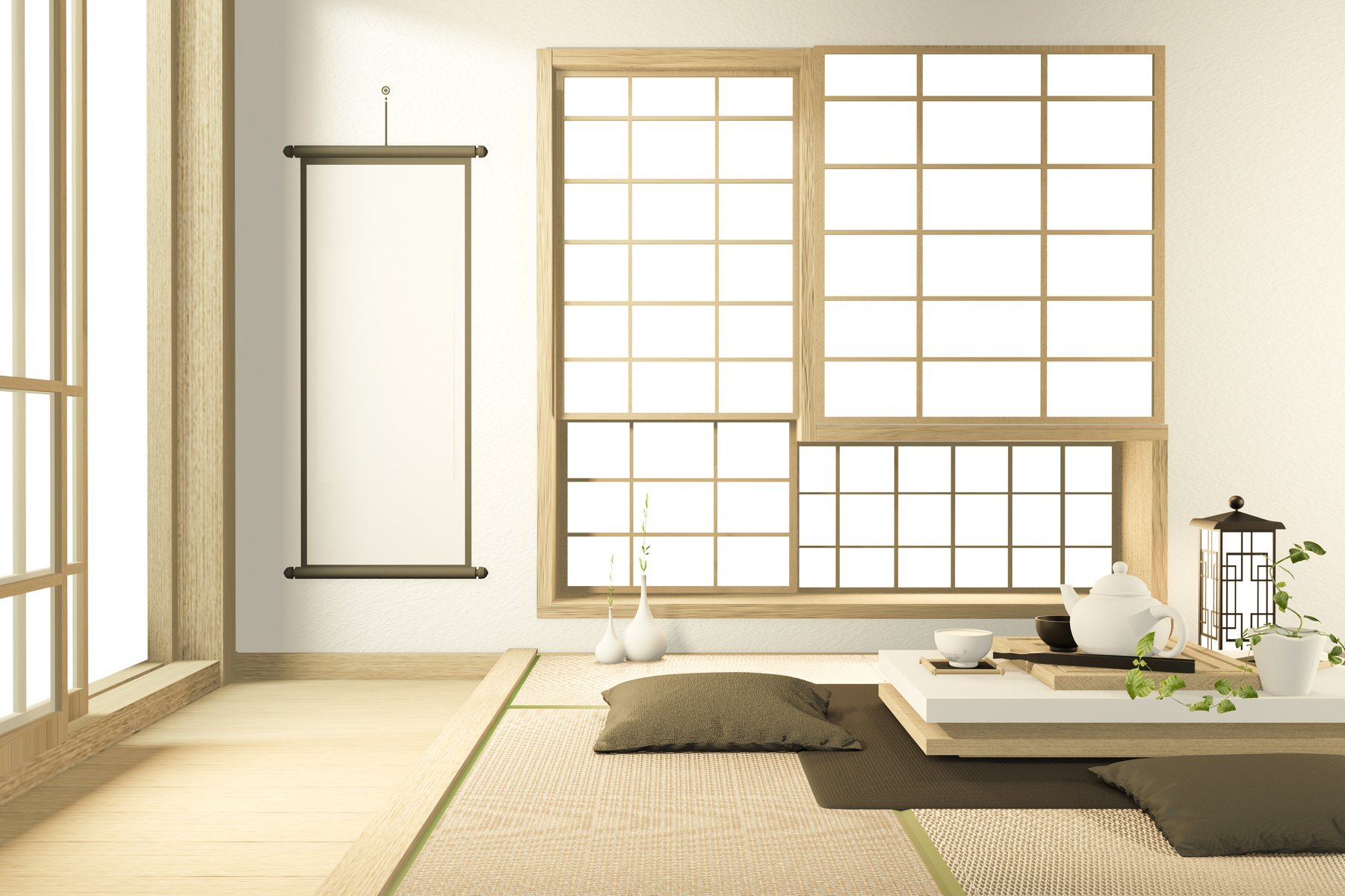 3D Render of Japanese Tea Room